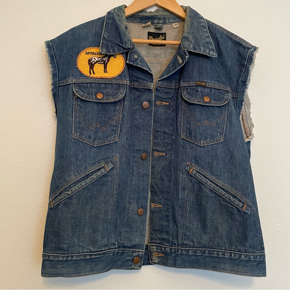 Vintage Wrangler Men’s Sleeveless Denim Jacket‎ With Patch Size 46 (2XL) 1970’s